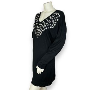 Vintage Sweater Sparkly Women Eclectic Embellished Jewels Glam Christmas Size XL